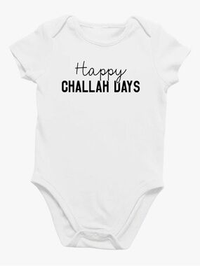 Happy Challah Days White Baby Bodysuit - Playful Holiday Tee